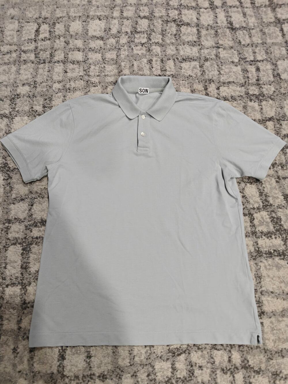 Son of a Tailor Mens Pique Polo Shirt Light Blue 100% Organic Cotton Made in PT